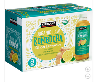 Image of Kirkland Signature Organic Raw Kombucha Ginger Lemonade, 8 pack - 8 x 473 Grams